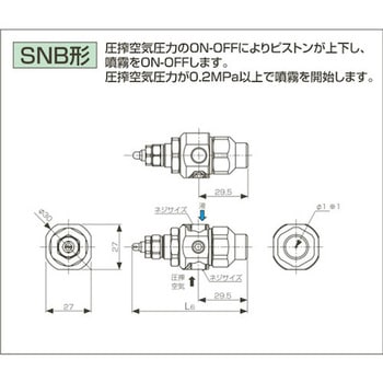 注文コード:06185142,06185528,06187382 微霧発生2流体ノズル 小噴量扇形 BIMV(サクションタイプ) - いけうち