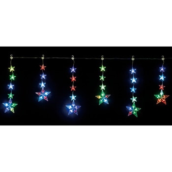 注文コード:06208111 クリスマスイルミネーション LED6連スターカーテンライト 61球 幅155×高さ73cm - ストア・エキスプレス