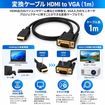 注文コード:06222741 100cm変換ケーブル HDMI to VGA(D-Sub15pin) - BESTEK