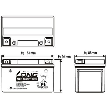 注文コード:06299320 バッテリー 12V/7Ah 90CCA 液注入済 - LONG