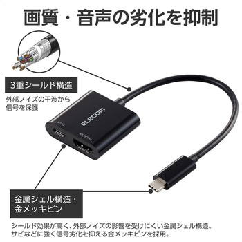 注文コード:06670925 USB Type-C - HDMI 変換 ( USB-C プラグ to HDMIポート×1 USB-C充電ポート×1 ) 15cm 4K 60Hz PD 60W - エレコム