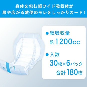 注文コード:06798168 アクティ 大人用 紙おむつ ワイドパッド スーパーロング 総吸収量約1200cc - 日本製紙クレシア