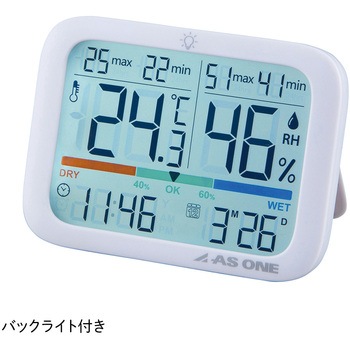 注文コード:06824226 日時機能付き デジタル温湿度計 1個 - アズワン