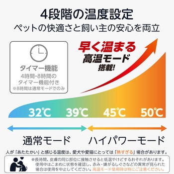 注文コード:06831707 ペット用ホットカーペット 33×50cm PD対応USB給電 カートでのお出かけにも 4段階温度調節 手洗い可 - エレコム