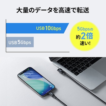 注文コード:06835311 USB TypeCケーブル USB 10Gbps PD100W映像出力対応 - サンワサプライ