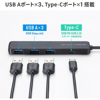 注文コード:06835618 USBハブ USB 5Gbps PD対応 - サンワサプライ