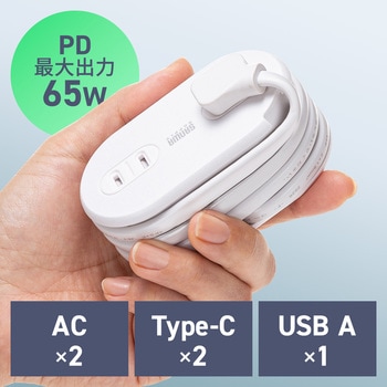 注文コード:06835932 電源タップ モバイルタイプ PD65W対応 - サンワダイレクト