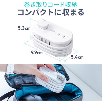 注文コード:06835932 電源タップ モバイルタイプ PD65W対応 - サンワダイレクト