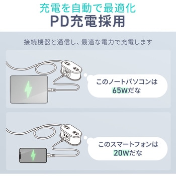 注文コード:06835932 電源タップ モバイルタイプ PD65W対応 - サンワダイレクト