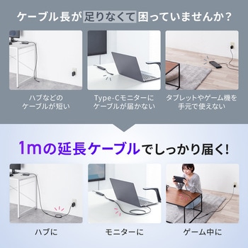 注文コード:06836212 USB TypeC延長ケーブル USB 5Gbps PD100W対応 - サンワダイレクト