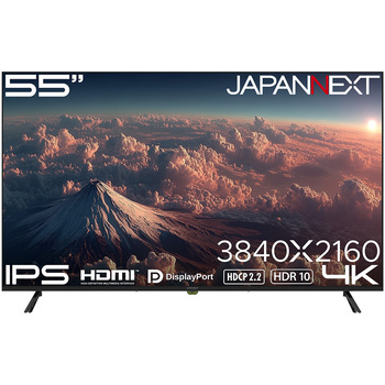 注文コード:06838777 液晶ディスプレイ 55型/3840×2160/HDMI×2、DP×2/ブラック/スピーカー有/2年保証 - JAPANNEXT