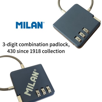 注文コード:06874441,06874459,06874450 MILAN ワイヤー南京錠 3桁ダイヤル式 430 since 1918シリーズ - MILAN