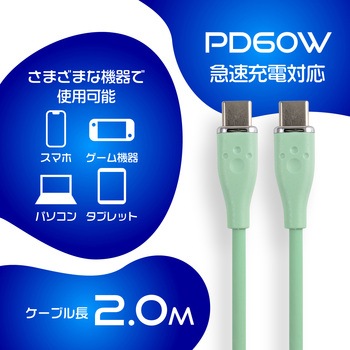 注文コード:07027996 PS5用60W対応シリコンケーブルTypeCtoC2m ブラック - ALLONE