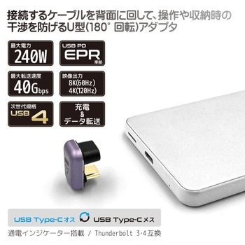 注文コード:07028617 Type-C変換アダプター U型(オス-メス) PD EPR240W FUSB-CCA04U - フリーダム