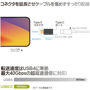 注文コード:07028766 Type-Cアダプター ストレート(オス-メス) PD EPR240W FUSB-CCA01ST - フリーダム