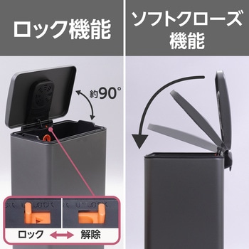 注文コード:08617029 ゴミ箱 ステンレス角型ペダル式 ソフトクローズ機能付 - モノタロウ