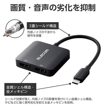 注文コード:08766628 USB Type-C - DisplayPort 変換 ( USB-C プラグ to DP ( ディスプレイポート )×2 ) 8K 30Hz - エレコム