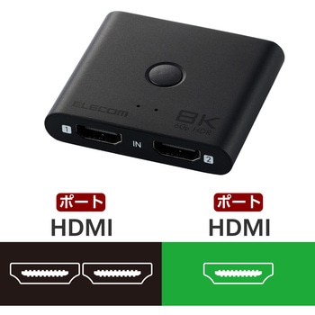 注文コード:12252558 HDMI切替器 分配器 2入力1出力/1入力2出力 双方向切替 セレクター 8K 60Hz 4K 120Hz HDMI2.1 手動 切り替え - エレコム