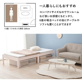注文コード:13816787,13816796,13816805 ベッド すのこベッド ヘッドレス フロアベッド 【約3分で組立完了】 工具不要 & ネジ 無し セミダブル  耐荷重 200kg 萩原