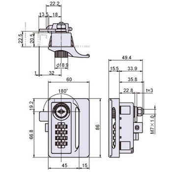 注文コード:14626136 引手付4桁式コンビネーションロック 同一鍵 ジョー・プリンス竹下