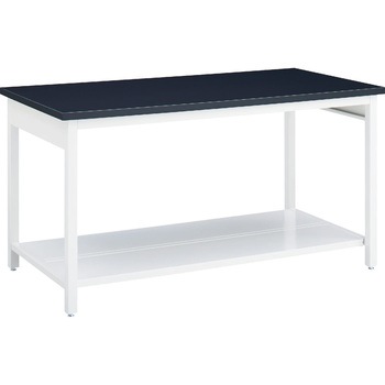 スチール実験台・作業台 両面 アジャスタータイプ 棚付 引出し無 1500×900×800mm オカムラ(岡村製作所)