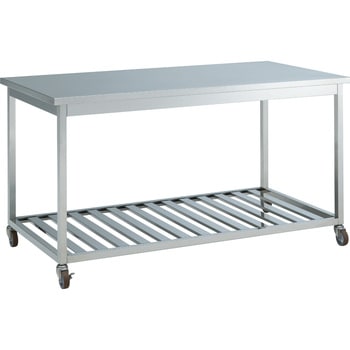 ステンレス実験台・作業台 両面 キャスタータイプ 棚付 引出し無 1200×900×800mm オカムラ(岡村製作所)