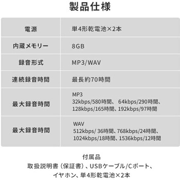 注文コード:15613468 ICレコーダー 乾電池式 8GB内蔵 aiwa(アイワ)
