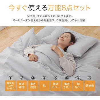 注文コード:15647375,15647391,15647400 ほこりの出にくい布団セット 8点 AQUA