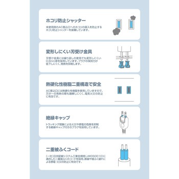 注文コード:16403375 電源タップ 延長コード 8個口 2P VESA取付対応 雷ガード ほこり防止シャッター 極性対応 絶縁キャップ コンセント - エレコム