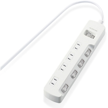 注文コード:17978826 電源タップ 延長コード 4個口 2P スイッチ付(個別・一括) 雷ガード ほこり防止シャッター 二重構造 コンセント - エレコム