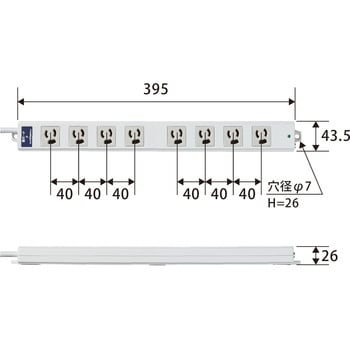 注文コード:17983516,17983507 電源タップ 3P 8個口 マグネット付 抜け止め 雷サージ防止 固定用フック穴付き 熱に強い二重構造 工事用 RoHS OAタップ - エレコム