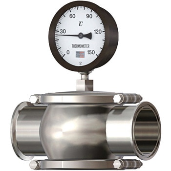 SUS316L インライン温度計(0-100℃)標準 FKM ヘルール 大阪サニタリー