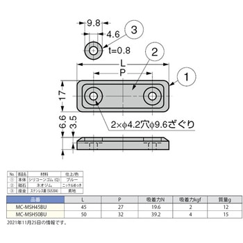 注文コード:18855455,18855464 ハイジェニックマグネットキャッチ ブルー LAMP(スガツネ工業)