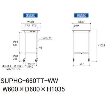注文コード:19856735 軽量作業台/耐荷重128kg_移動式_全面棚付_ワークテーブル150シリーズ_低圧メラミン天板 山金工業