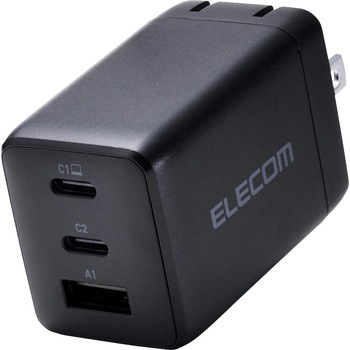 注文コード:20212066 充電器 Type-C×2ポート USB-A×1ポート PD 最大67W 同時充電 パソコン スマホ タブレット iPhone 小型 - エレコム