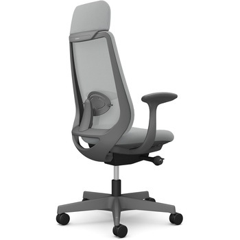 注文コード:26213856 ポータムシリーズ/固定肘/背メッシュ/EXスタンダードタイプ/ダークグレーボディ/ハンガー無/ランバー有/ナイロンキャスター オカムラ(岡村製作所)