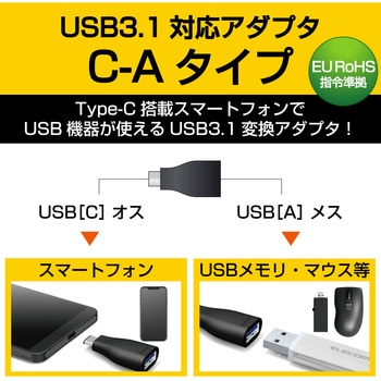 注文コード:26915473 USB変換アダプタ C-A(メス) USB3.1 タイプC スマートフォン タブレット - エレコム