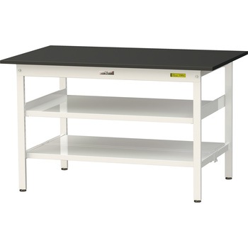 注文コード:34657291 ワークテーブルLABシリーズ 固定式 中間棚・全面棚板付 ケミテクト天板 H740mm ヤマテック