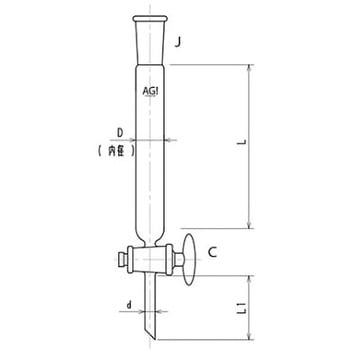 注文コード:38528623,38528639,38528648,38528657,38528666,38528675,38528684,38528693,38528709,38528718,38528727,38528736 ジョイント付クロマトカラム コック付 3812シリーズ 旭製作所