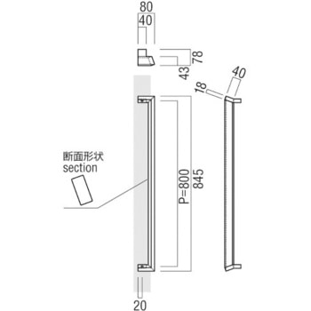 注文コード:41653528 【オーダー】ドアハンドル 角型 振り出しタイプ T1166 UNION(ユニオン)