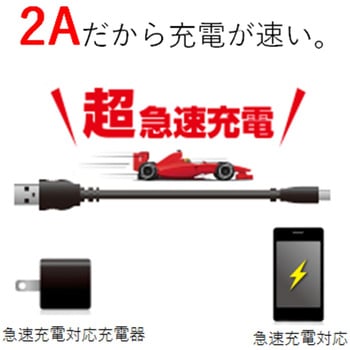 注文コード:43606974,43606983,43606999,43607017,43607044 USBケーブル USB A-microB USB2.0 2A出力 難燃性 1.2m スマートフォン タブレット - エレコム