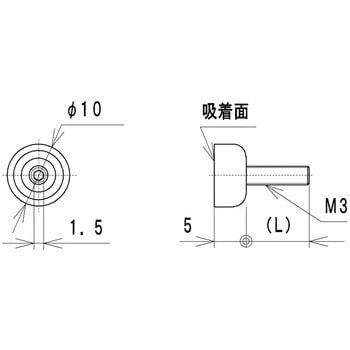 注文コード:44666100,85245415,85245424,85245433 マグネット(ネオジキャップ磁石) 丸型おねじ 滑り止めゴム付 - ラクテム