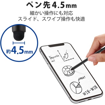 注文コード:45378955 タッチペン スタイラスペン 2個入 シリコンタイプ スリム クリップ付 ペン先交換可 - エレコム