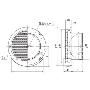注文コード:45571567 SUS製 ドレン皿付ベントキャップ 横ギャラリ 網10M FD120度 ドレン皿外付けタイプ メルコエアテクノロジー(旧:メルコエアテック)