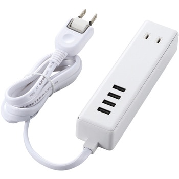 注文コード:46283467 電源タップ 延長コード 2個口 2P USB付 (コンセント×2 USB A×4 合計3.4A) ほこり防止シャッター USBタップ - エレコム