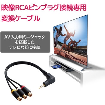注文コード:46284009 ビデオケーブル 変換 ミニピンプラグ(L型)-RCAピンジャック×3 映像ケーブル 15cm ブラック - エレコム