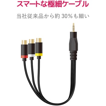 注文コード:46284018 ビデオケーブル 変換 ミニピンプラグ-RCAピンジャック×3 映像ケーブル 15cm ブラック - エレコム