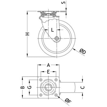 注文コード:50777326 50mm キャスター(自在金具付) - エスコ