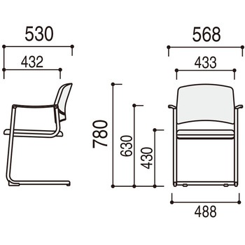 注文コード:51676040,51676049,51676058,51676067,51676076,51676085,51676094,51676110,51676119,51676128,51676137,51676146 ミーティングチェア MF-150シリーズ キャンチ脚 内田洋行