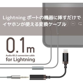 注文コード:52506668,52506677,52506686 Lightning-Φ3.5MMステレオミニジャック変換ケーブル(高耐久) - エレコム